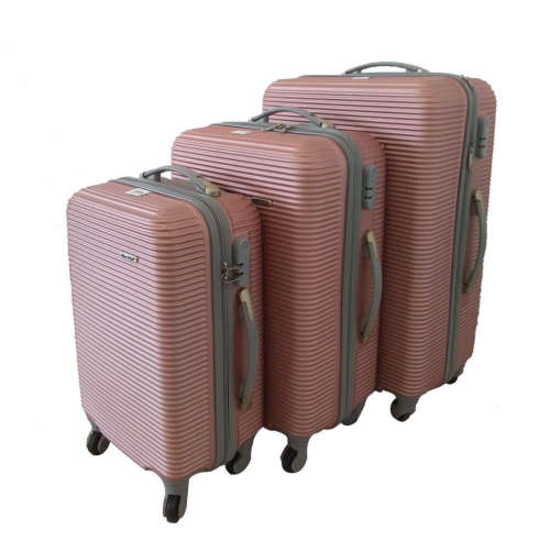 3 Piece Hard Outer Shell Luggage Set - Rose Gold