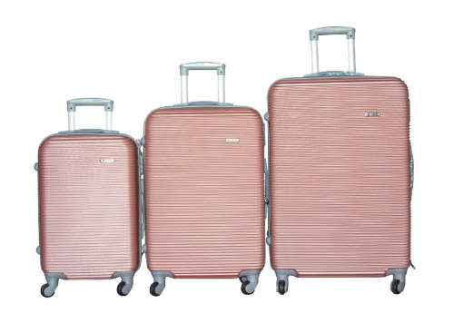 3 Piece Hard Outer Shell Luggage Set - Rose Gold
