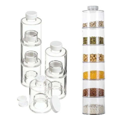 Spice Tower Stacking Bottles With Sifter Lids - Set Of 6