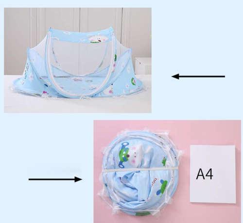 Baby Bed Tent Crib Mattress Portable Foldable Mosquito Net - Blue Puppy