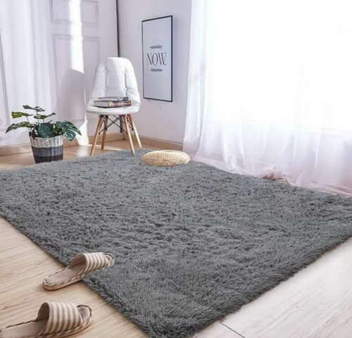 Grey Fluffy Carpet - Shaggy & Foldable Rug Grey 200CM x 150CM