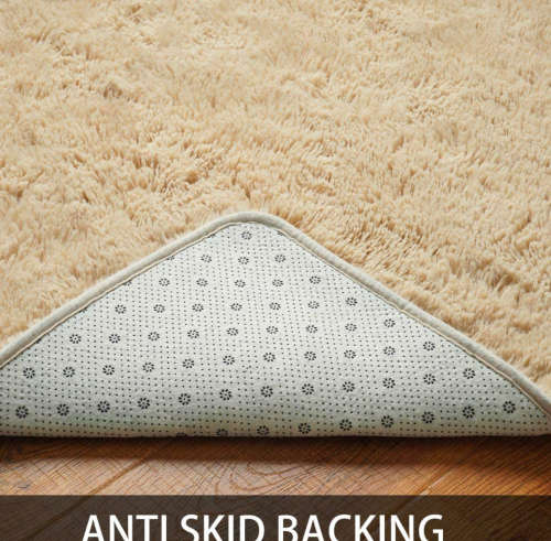 Light fluffy shaggy rug/carpet - Beige - 200CM X 150CM