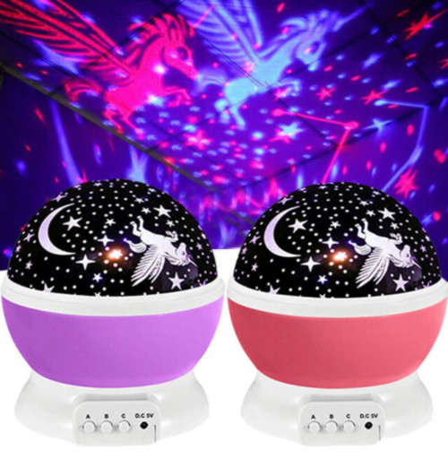 Rotating Unicorn Star Projector Night Light - Blue