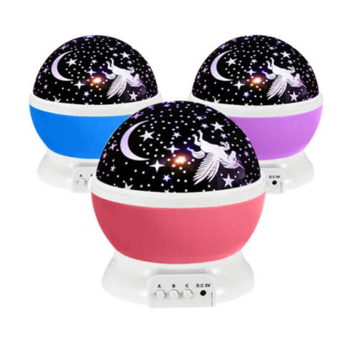 Rotating Unicorn Star Projector Night Light - Blue