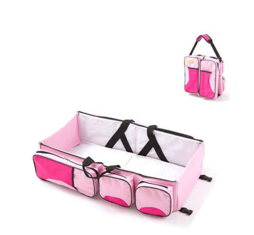 3 in 1 Portable Bassinet Diaper Change Station Sleeper Bag - Pink