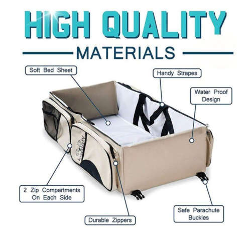 3 in 1 Portable Bassinet Diaper Change Station Sleeper Bag - Pink