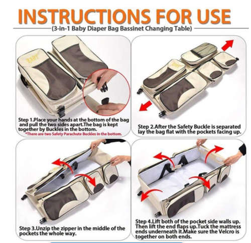 3 in 1 Portable Bassinet Diaper Change Station Sleeper Bag - Pink