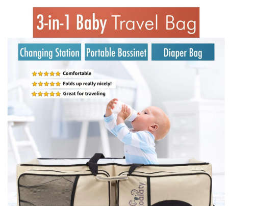 3 in 1 Portable Bassinet Diaper Change Station Sleeper Bag - Pink