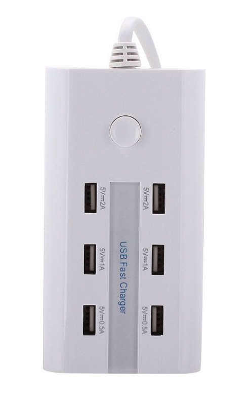 RNAI-803 Fast Charger 6 Port 7A (2A x 2, 1A x 2, 0.5A x 2) - BLACK