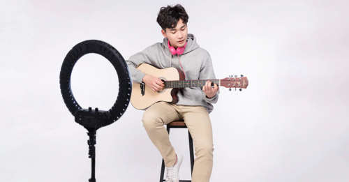 21` LED Dimmable Ring Light with 3 Phone Holders, Stand & Shutter