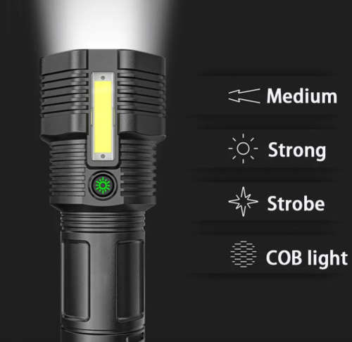 Powerful LED Flashlight 12-core Rechargeable Flashlight With COB Side Light Ultra Bright Waterproof