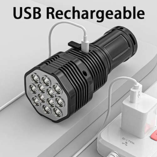 Powerful LED Flashlight 12-core Rechargeable Flashlight With COB Side Light Ultra Bright Waterproof