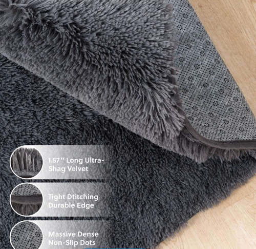 Large Premium Fluffy Carpet/Rug - BLUE-GREY - 200cm x 150cm