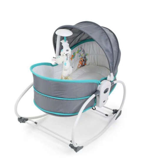 5-in-1 Rocking Bounce Chair with Removable Bassinet and Melody - Blue - DEMO