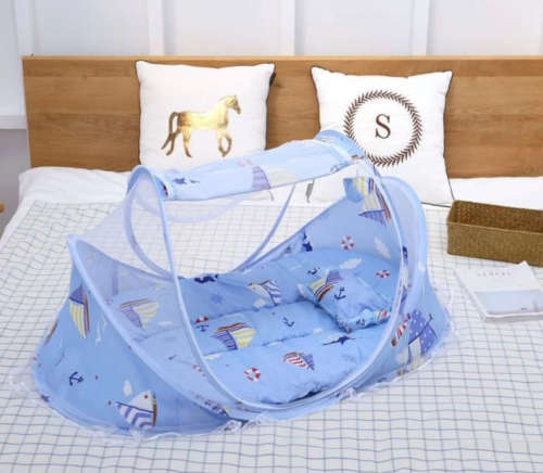 Baby Sleeper Bed with Mosquito Net - Blue