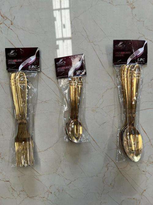 Golden 18 PCS Cutlery Spoon and Fork Set - New