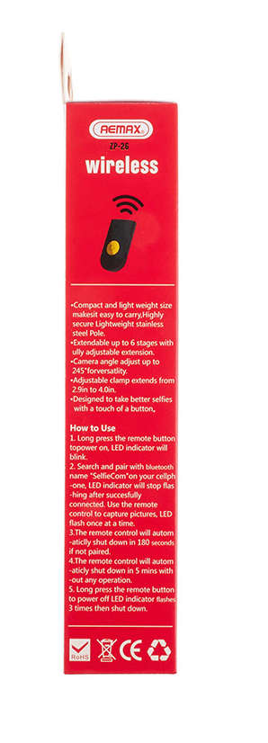 Remax Concealed Tripod Selfie Stick with Remote Control Zp-26