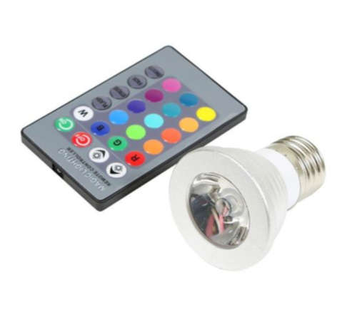 RGB Colour Change LED Light Bulb and Remote Control - PIN TYPE