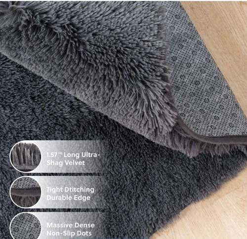 Light fluffy shaggy rug/carpet - Blue-Grey 150 x 200cm