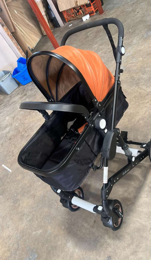 Belecoo 3 in 1 Baby Stroller Pram With Car Seat - Brown and Black