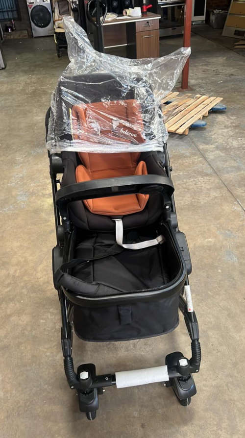 Belecoo 3 in 1 Baby Stroller Pram With Car Seat - Brown and Black