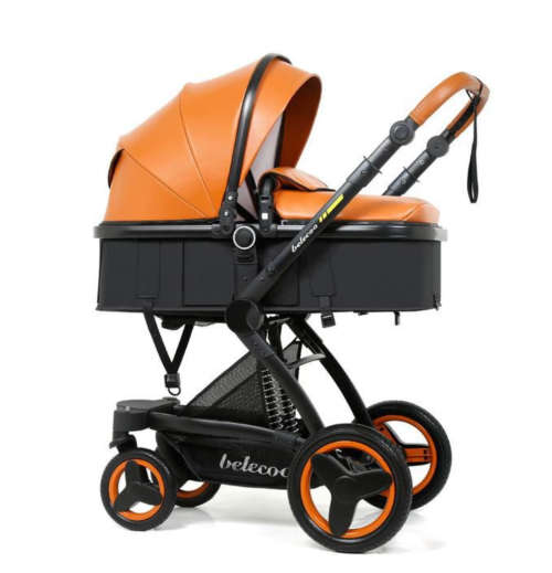 Belecoo 3 in 1 Baby Stroller Pram With Car Seat - Brown and Black