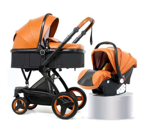 Belecoo 3 in 1 Baby Stroller Pram With Car Seat - Brown and Black