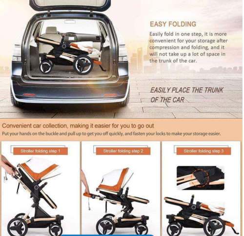 Belecoo 3 in 1 Baby Pram Stroller with Car Seat  Black & White - DISPLAY UNIT