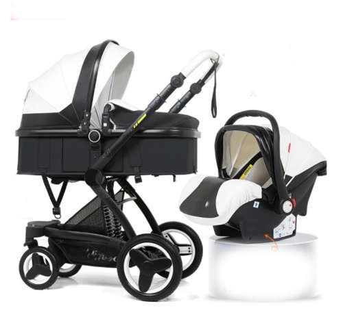 Belecoo 3 in 1 Baby Pram Stroller with Car Seat  Black & White - DISPLAY UNIT