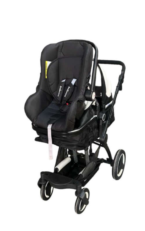Belecoo 3 in 1 Baby Pram Stroller with Car Seat  Black & White - DISPLAY UNIT