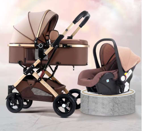 Belecoo Baby stroller 3 in 1 newborn baby carriage - Khaki DISPLAY UINIT