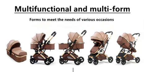 Belecoo Baby stroller 3 in 1 newborn baby carriage - Khaki DISPLAY UINIT
