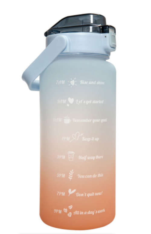 Water Bottle with Motivational Time Markers - 2L
