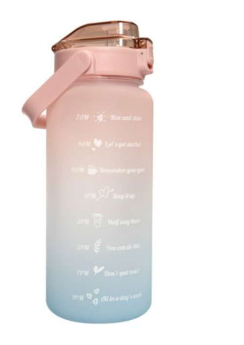 Water Bottle with Motivational Time Markers - 2L