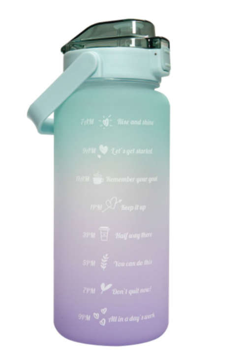Water Bottle with Motivational Time Markers - 2L