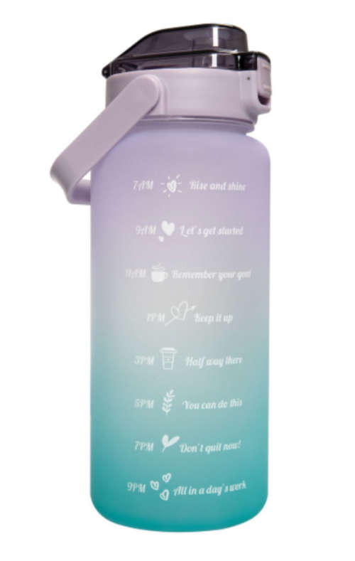 Water Bottle with Motivational Time Markers - 2L