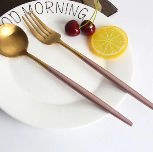 Cutlery Set Gold Plating Light Red - 4 Piece Set