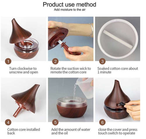 Ultrasonic Aroma Humidifier Liquid Shape Rechargeable Diffuser With Colour Changing LED