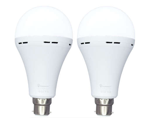 2 Pack 15W Rechargeable Bulbs Auto On with Battery For Emergency Use - B22