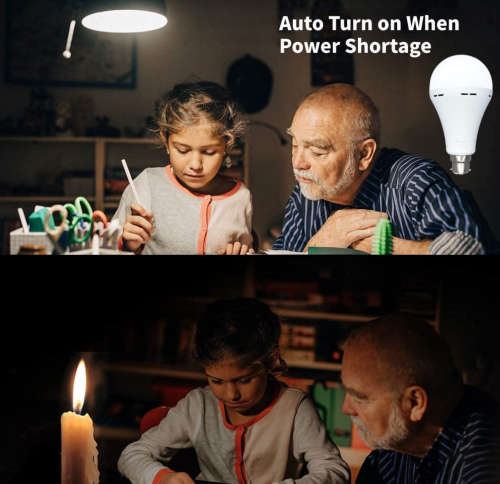 2 Pack 15W Rechargeable Bulbs Auto On with Battery For Emergency Use - B22