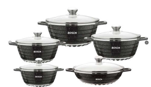 Bosch Die-Cast - Set 10 Granite Non-Stick Cookware Set - Brown