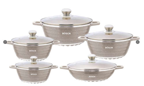 Bosch Die-Cast - Set 10 Granite Non-Stick Cookware Set - Brown
