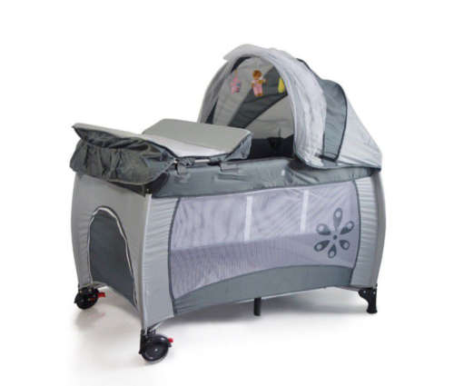 Baby Centre Travel Cot With Folding Mattress - Grey