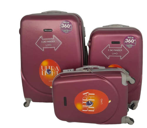 3 Piece Lightweight Luggage Set - DARK Red/MAROON BRAND NEW