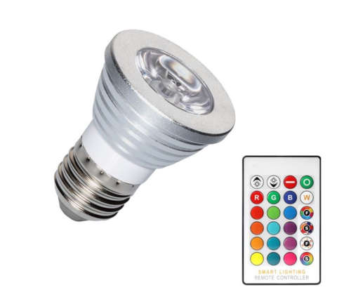5W RGBW Remote Control E27 Screw LED Colour Changing Light Bulb