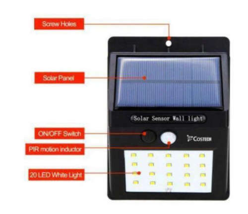 Solar Powered LED Wall Light