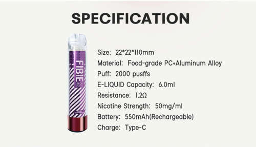 Fibie Glow 2000 Puffs Rechargeable Disposable Vape - Pink Lemon