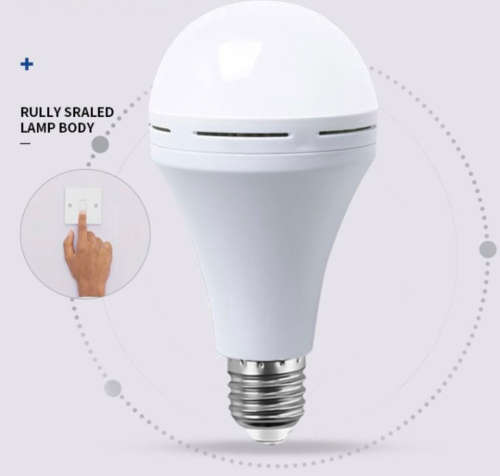 9W E27 Screw Type Loadshedding Rechargeable LED Light Bulb - Cool White - 3 Pack