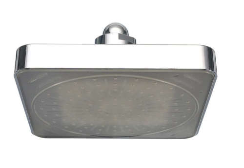 Square 7 Colour LED Light Water Powered Colour Shower Head - Silver
