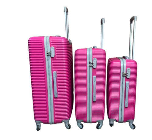 High Quality Big Size 31` Hard Outer Shell Travel Bag - 3 Piece Luggage Set - Bright Pink